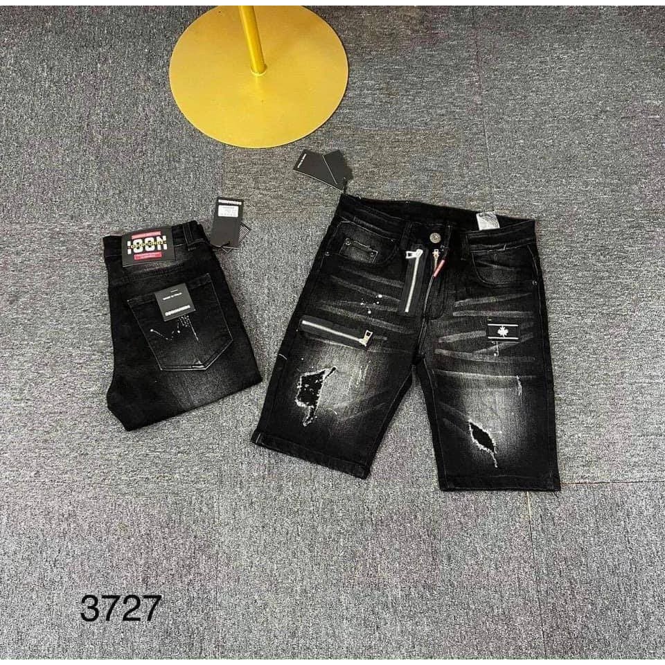 Quần short jean nam màu đen chất bò - quần jean lửng ngắn nam co giãn thời trang cao cấp Luty_shop90 ms254