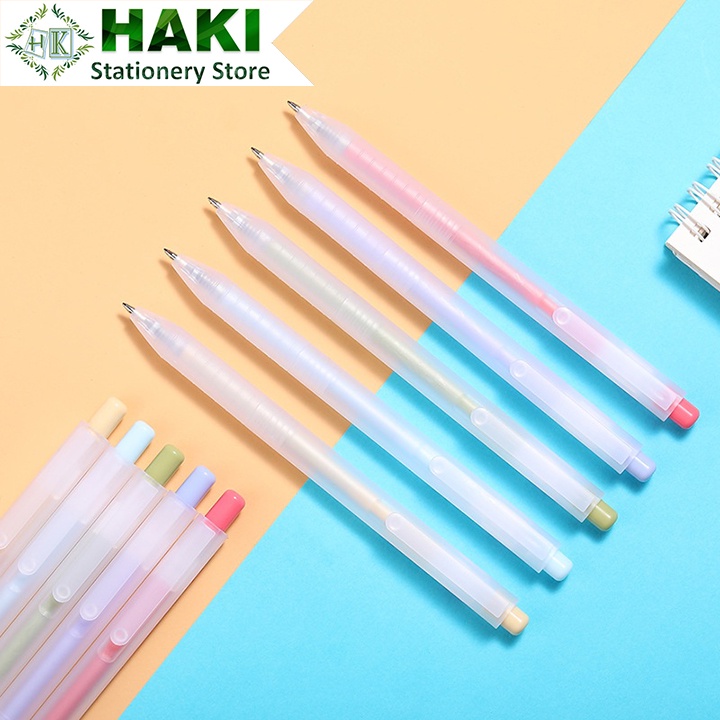 Bút bi bấm mực gel màu đen HAKI ngòi 0.5mm dụng cụ văn phòng phẩm B59