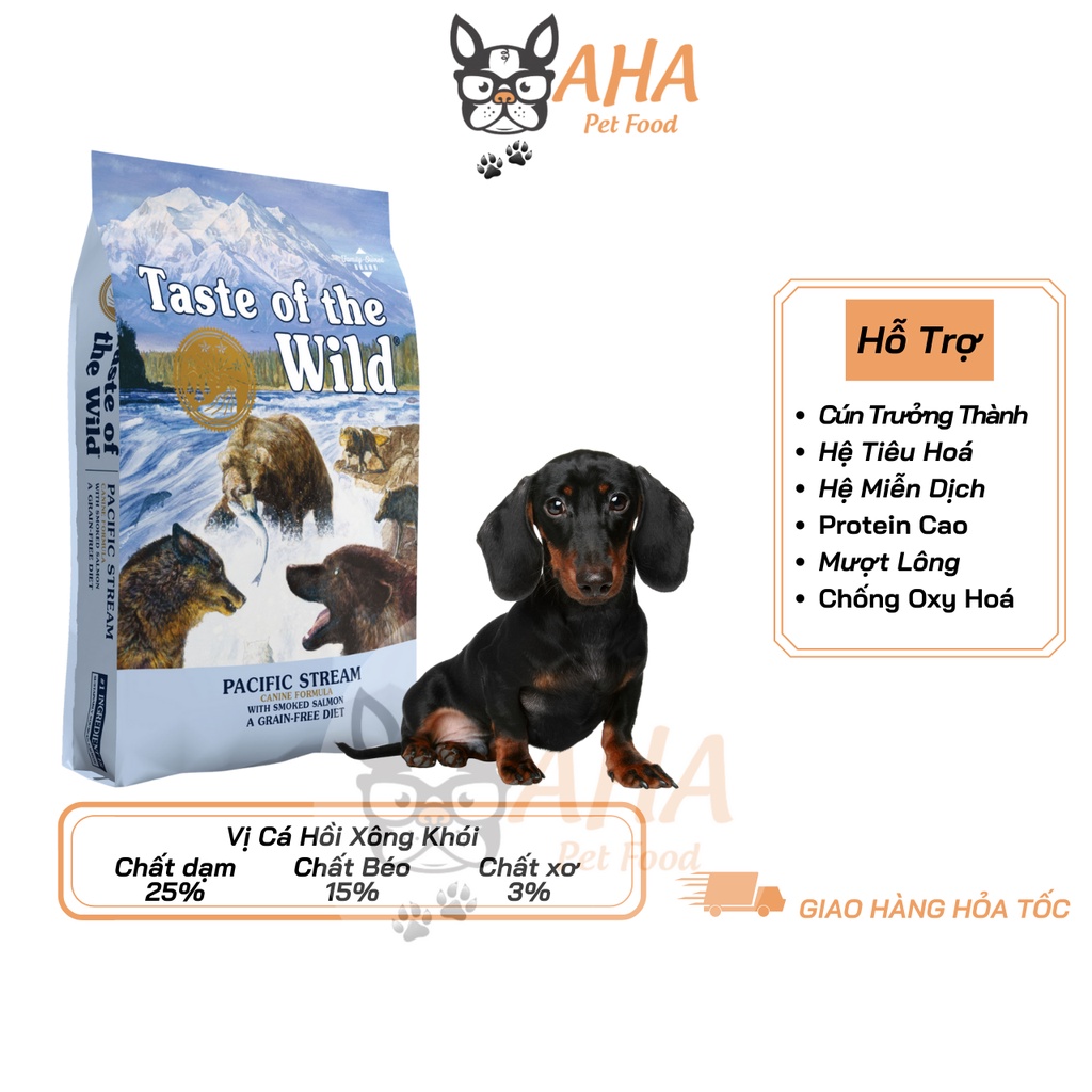 Thức Ăn Cho Chó Lạp Xưởng, Taste Of The Wild Bao 2kg - Thức Ăn Cho Chó, Vị Cá Hồi Xông Khói, Rau Củ Quả