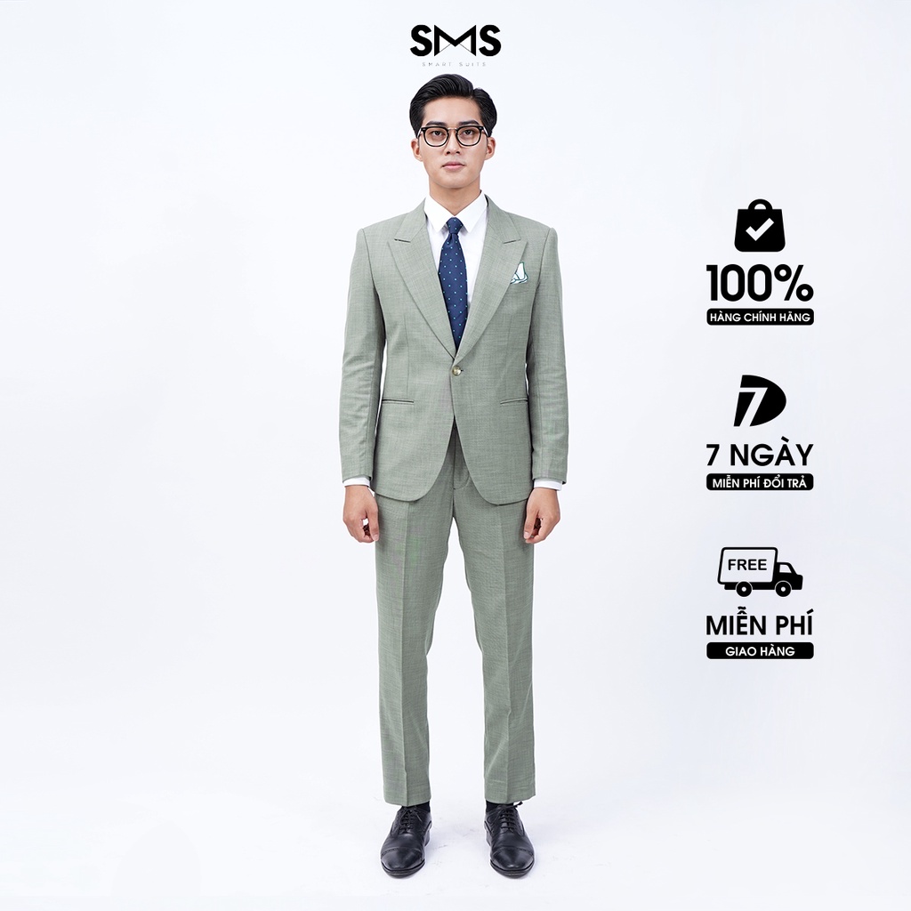 Vest nam xanh rêu, suits sartorial,1 khuy 2 túi, chuẩn form Smart Suits