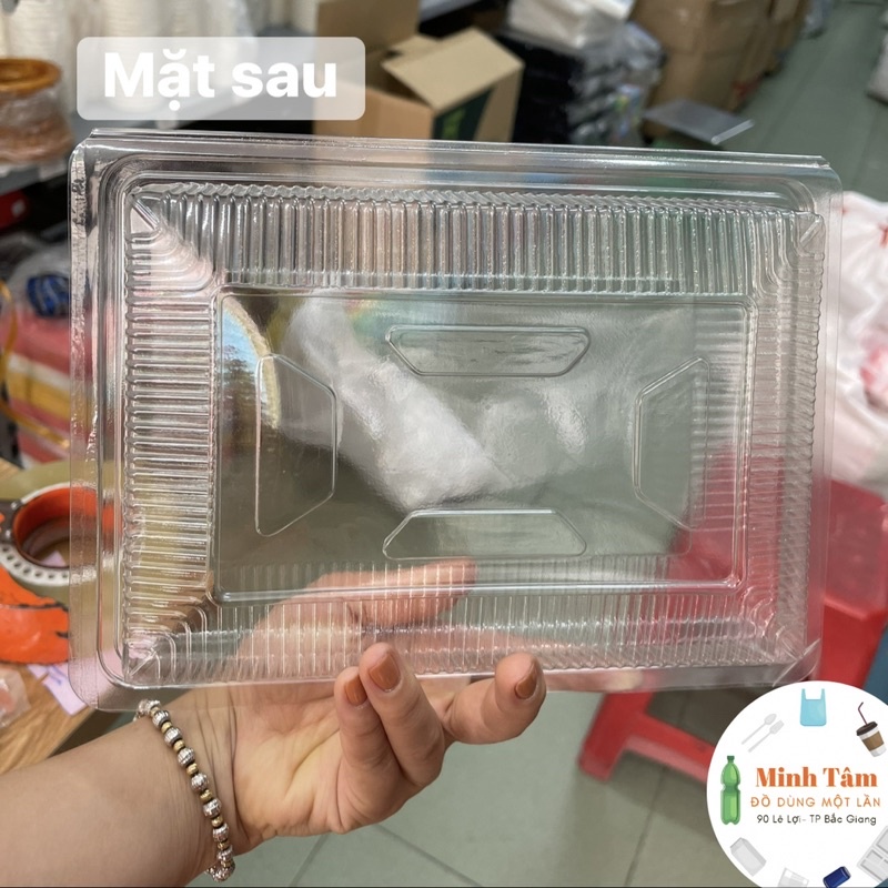 Hộp nhựa Pet 1kg chữ nhật trong suốt đựng thực phẩm, đồ ăn, trái cây hoa quả, ô mai - Hop nhua trong 1kg