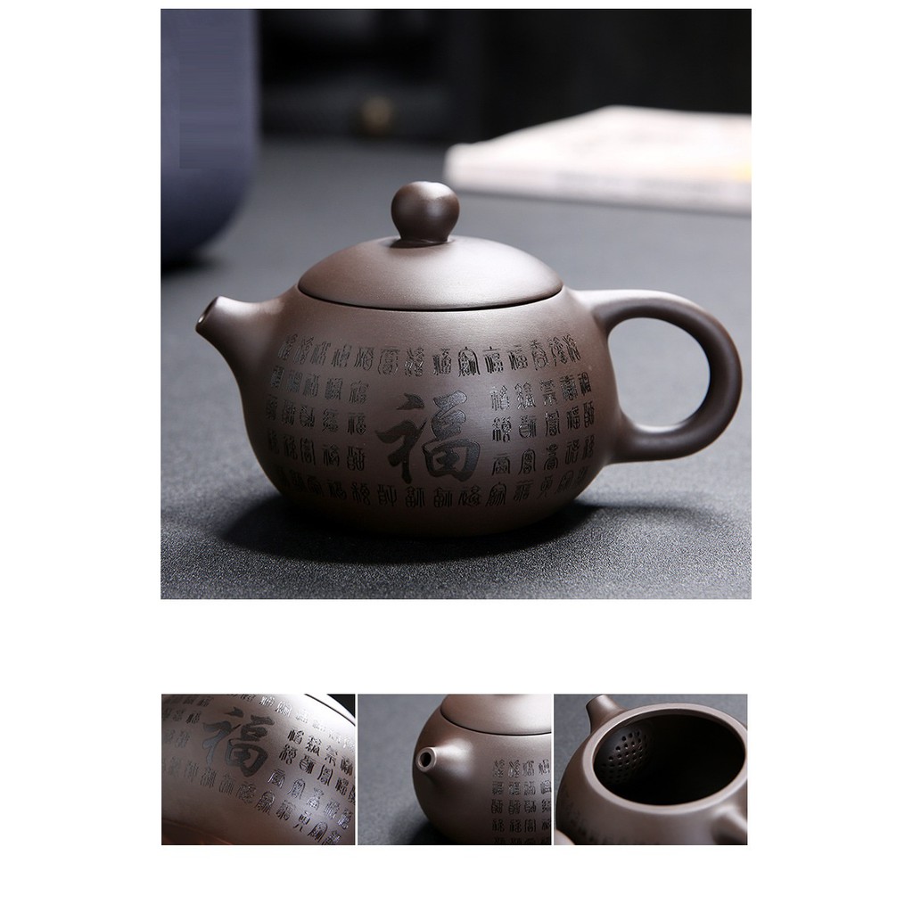 Bộ bình trà tử sa 💝Freeship💝 ấm Tử Sa [KHẮC CHỮ] Bộ ấm chén có túi đựng đi du lịch + Tặng Kèm Khăn Lau | BigBuy360 - bigbuy360.vn