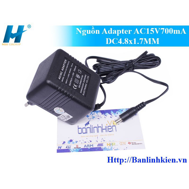 Nguồn Adapter AC15V700mA DC4.8x1.7MM