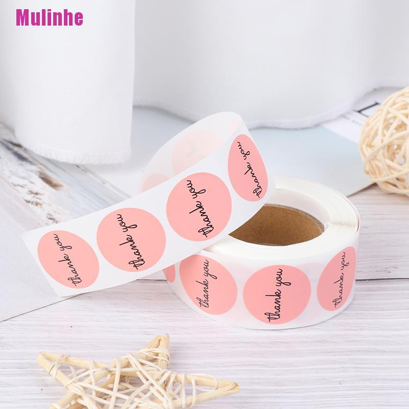 Cuộn 500 Sticker Thank You 1inch Màu Hồng Trang Trí Tiệc