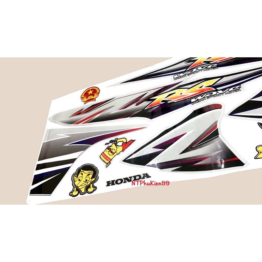 Tem rời Wave Alpha 50cc-100cc-110cc MẪU RS Màu Tím Xám.3 Lớp Siêu Đẹp