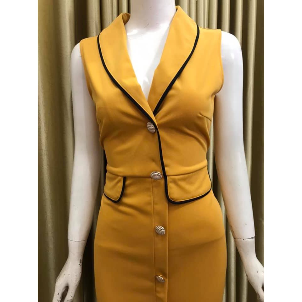 Đầm cổ vest sát nách