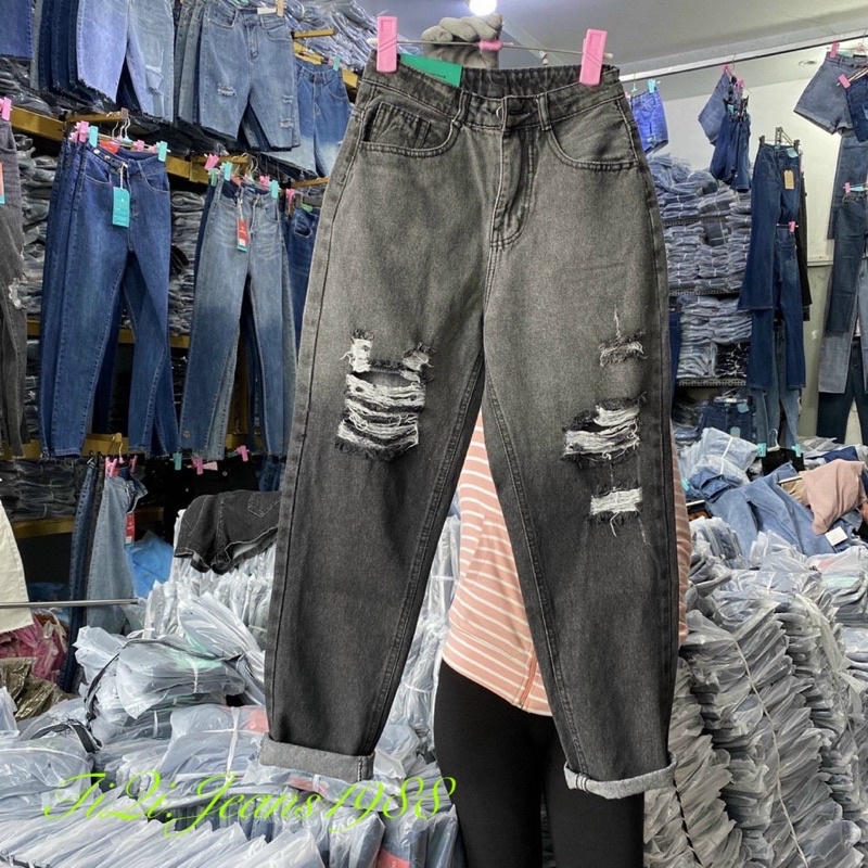 QUẦN JEANS BAGGY LOANG MÀU RÁCH GỐI SIÊU CÁ TÍNH