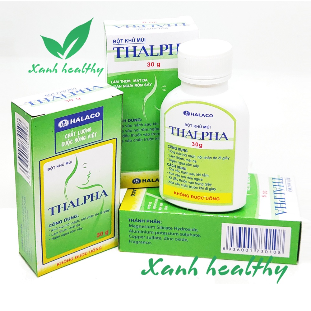Bột Khử Mùi hôi nách hôi chân Thalpha Khử Mùi Hôi cơ thể, mùi hôi giày dép  Giảm Tiết Mồ Hôi suốt 24h - Hộp 30g