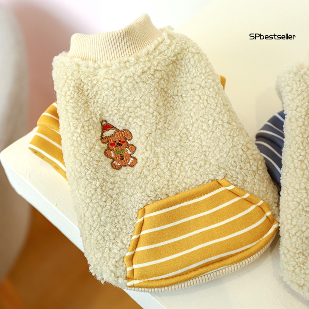 Áo sweater cổ tròn dày dặn chống gió mùa đông cho thú cưng