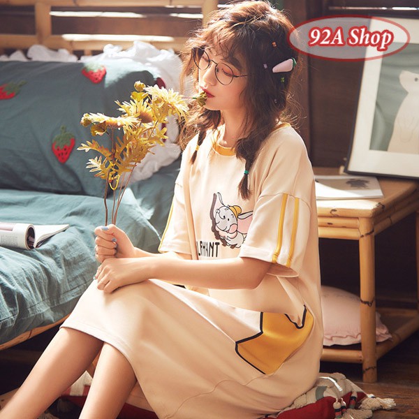 VÁY ĐẦM NGỦ CÓ TAY VOI VÀNG NHẠT #06