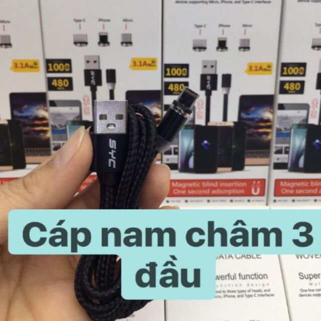 Cáp sạc nam châm 3 đầu iphone, 86, type c cho samsung, oppo, vivo.....đời cũ và mới