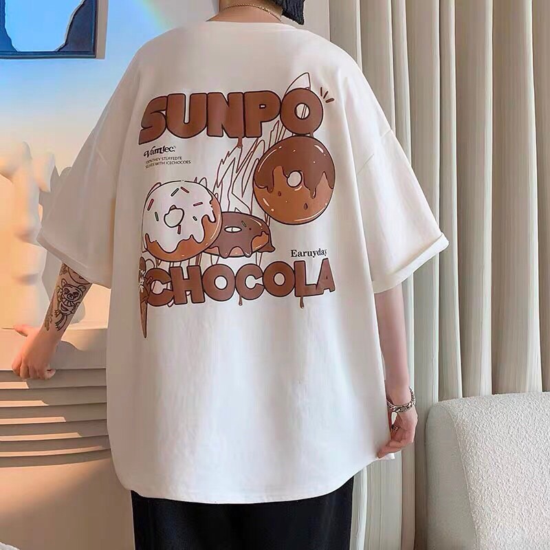 Áo Thun Tay Lỡ Unisex CHOCOLATE màu TRẮNG 🍩/Nam nữ unisex/ Áo phông cổ tròn form rộng Jaystoree ❤️