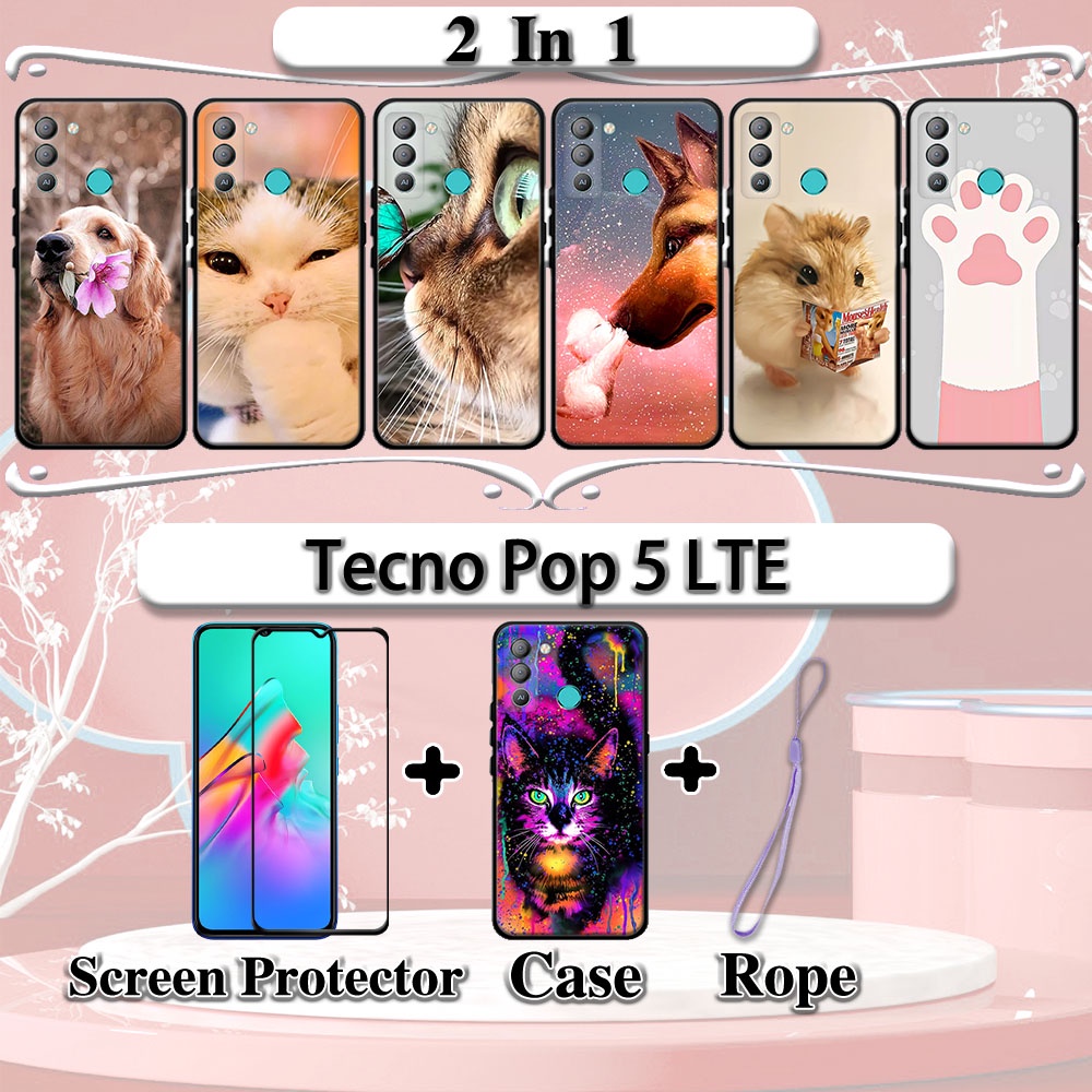 Ốp Lưng Điện Thoại 2 Trong 1 Có Miếng Dán Cường Lực Cho Tecno Pop 5 LTE