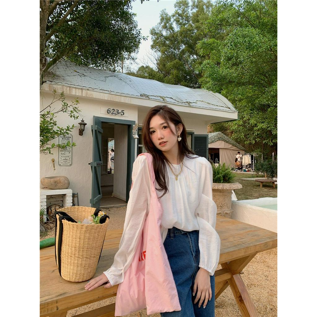 Áo Thun Cổ Tròn Dài Tay Có Đệm Vai Phong Cách Mới Mùa Xuân 61292