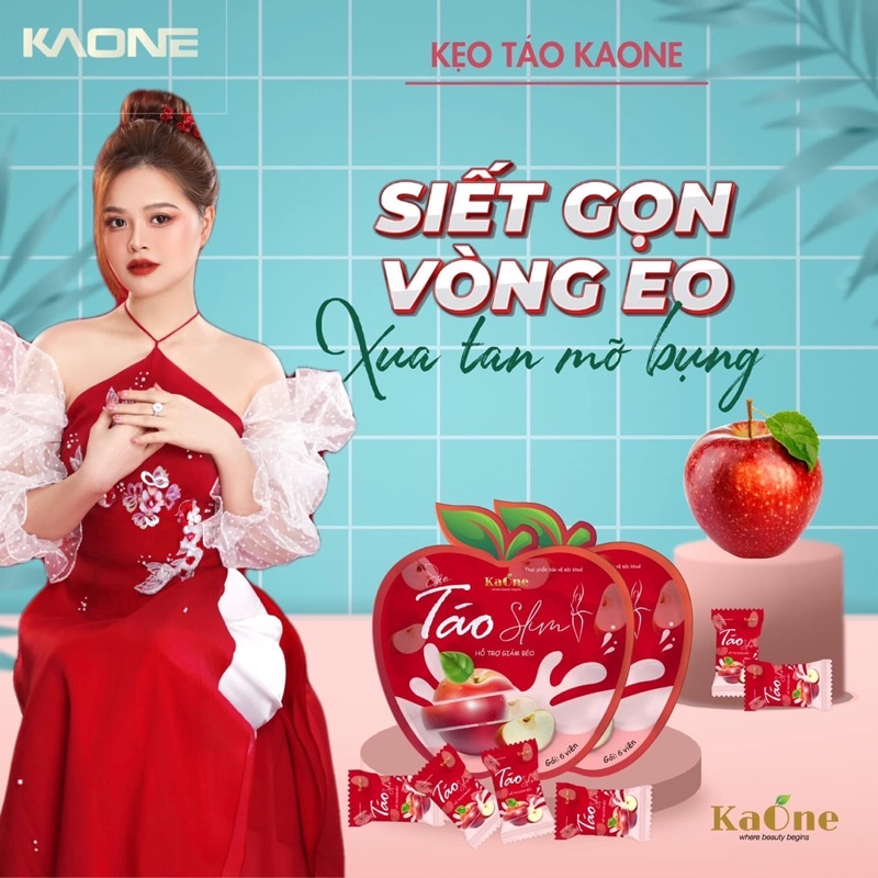 Kẹo Táo Giảm Cân Kaone Slim + Kẹo Pro Siết Eo Giảm Mỡ Bụng Đùi Bắp Tay