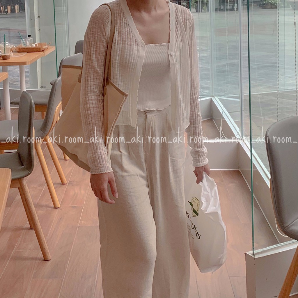 Áo cardigan mỏng một khuy cổ V | BigBuy360 - bigbuy360.vn