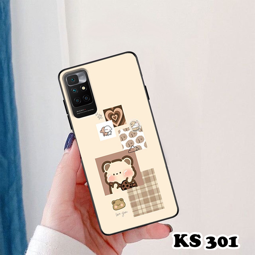 Ốp lưng Xiaomi Redmi 10 - Redmi 10A - Redmi 10C - Ốp in hình gấu &amp; thỏ đang yêu - lưng nhám viền TPU cao cấp