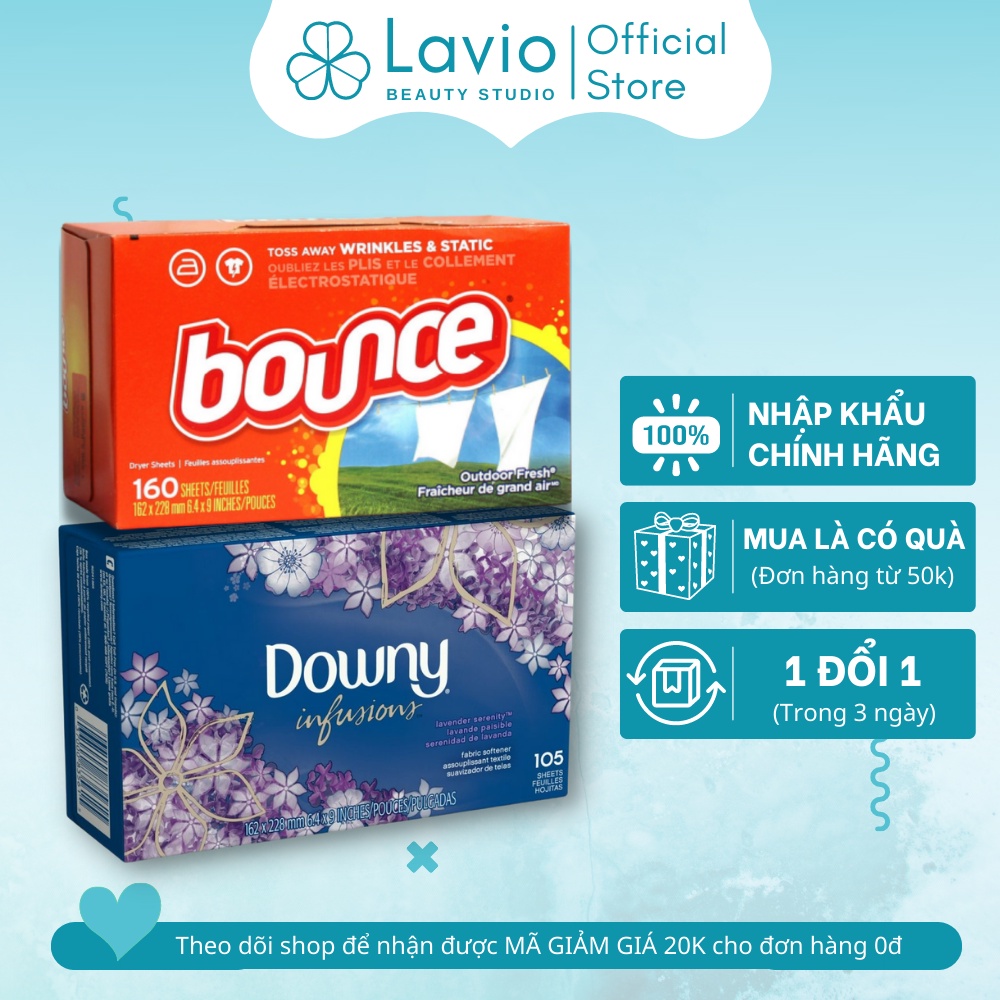 Giấy thơm quần áo Bounce/Downy/Kirkland Lavio Nhập Khẩu Nguyên Hộp Tại Mỹ