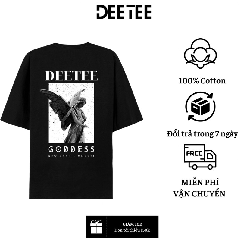 Áo Thun Tay Lỡ Unisex Nam Nữ Trơn DEETEE GODDESS Cotton Form Rộng Oversize Đen Phong Cách Hot Trend