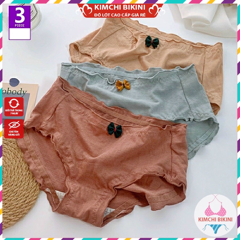 Quần lot nữ cotton xuất Nhật KIMCHIBIKINI quần chip nữ bông nơ thông hơi vải mềm loại đẹp QL174