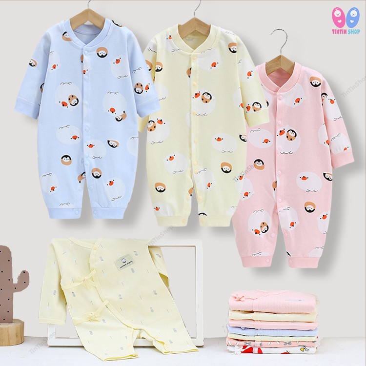 TTS222 Bodysuit Body dài tay Cotton cúc giữa cho bé trai bé gái Hàng Quảng châu xuất Nhật