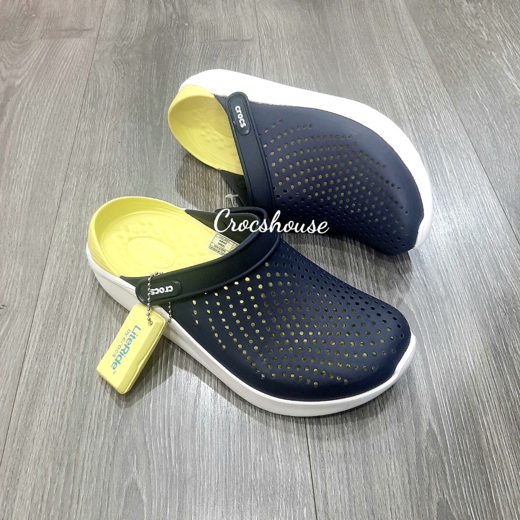 (Bảo hành+ chất lượng) Dép sục cross literide unisex hàng cao cấp, màu navy đế vàng - cross house