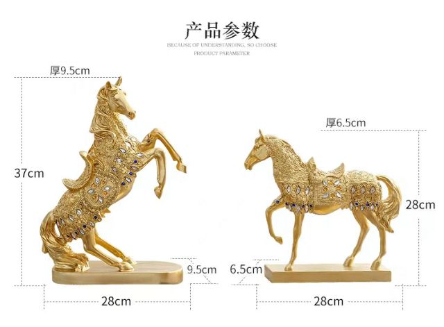 Tượng Ngựa trang trí đính đá Kích Thước Cao 37cm
