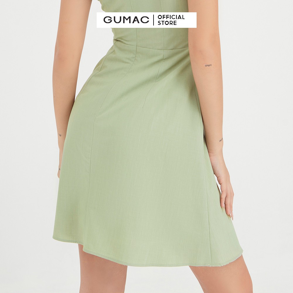 [Mã WABRGU50 giảm 10% đơn 250K] Đầm body nữ 2 dây phối túi GUMAC thiết kế tiểu thư màu xanh DB420 | BigBuy360 - bigbuy360.vn