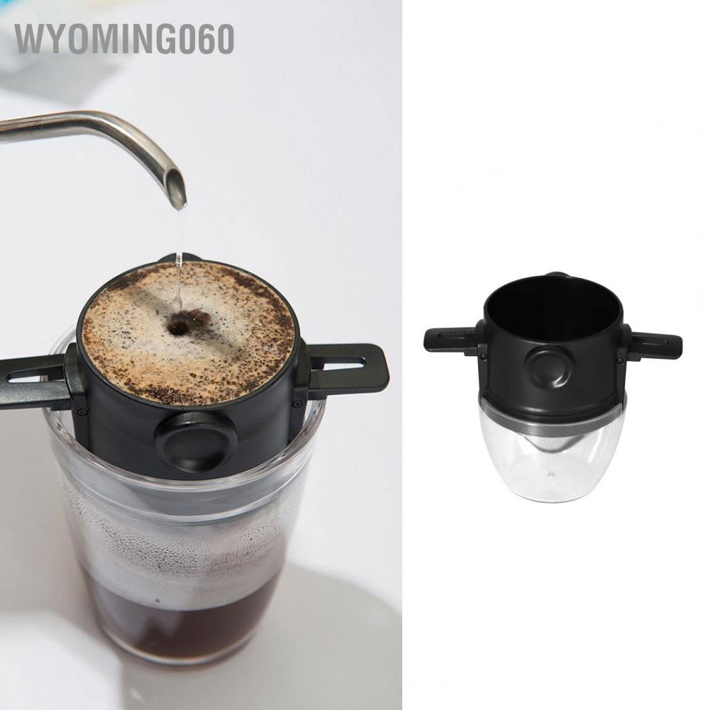 Wyoming060 304 Stainless Steel Coffee Filter with Transparent Plastic PP Cup Portable Dripper for Outdoor