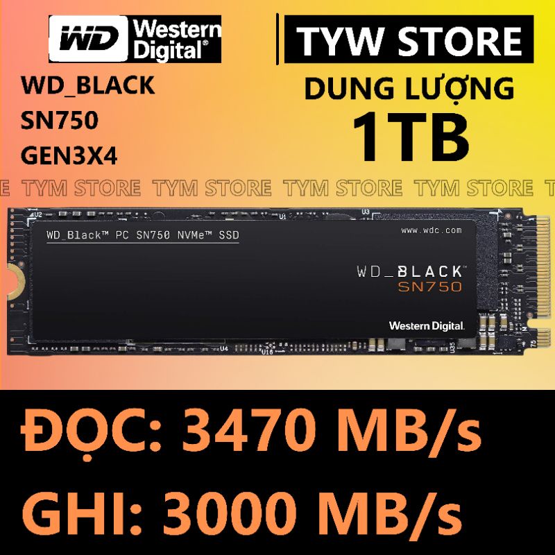 Ổ Cứng SSD WD Black 1TB SN750 M.2 NVMe Gen 3×4