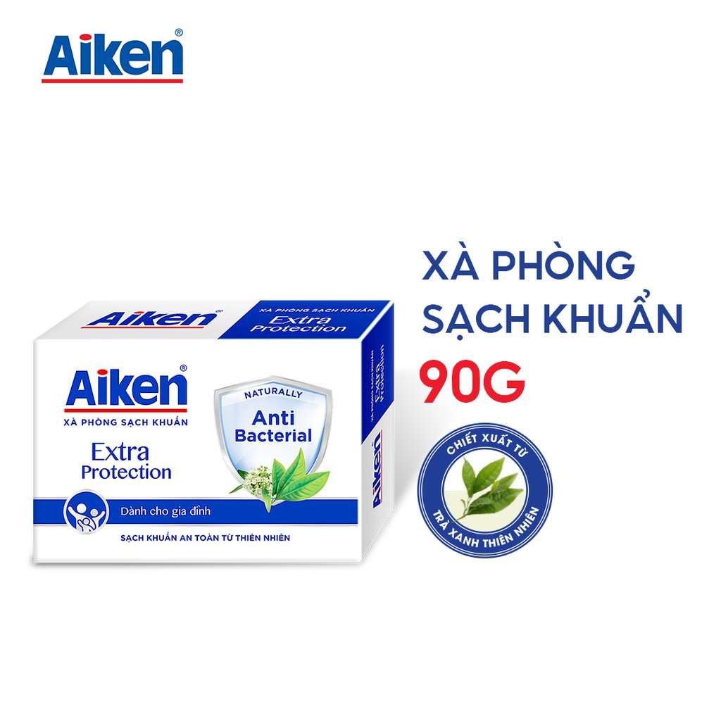 Aiken Combo 6 Xà Phòng Sạch Khuẩn Chiết Xuất Trà Xanh Thiên Nhiên 90G/hộp