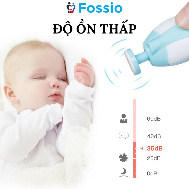Máy Mài Móng Tay Cho Bé FOSSIO Cho Trẻ Sơ Sinh Kèm 6 Đầu Mài, Tặng Kèm Pin Tiểu AA, Bảo Hành 1 Tháng