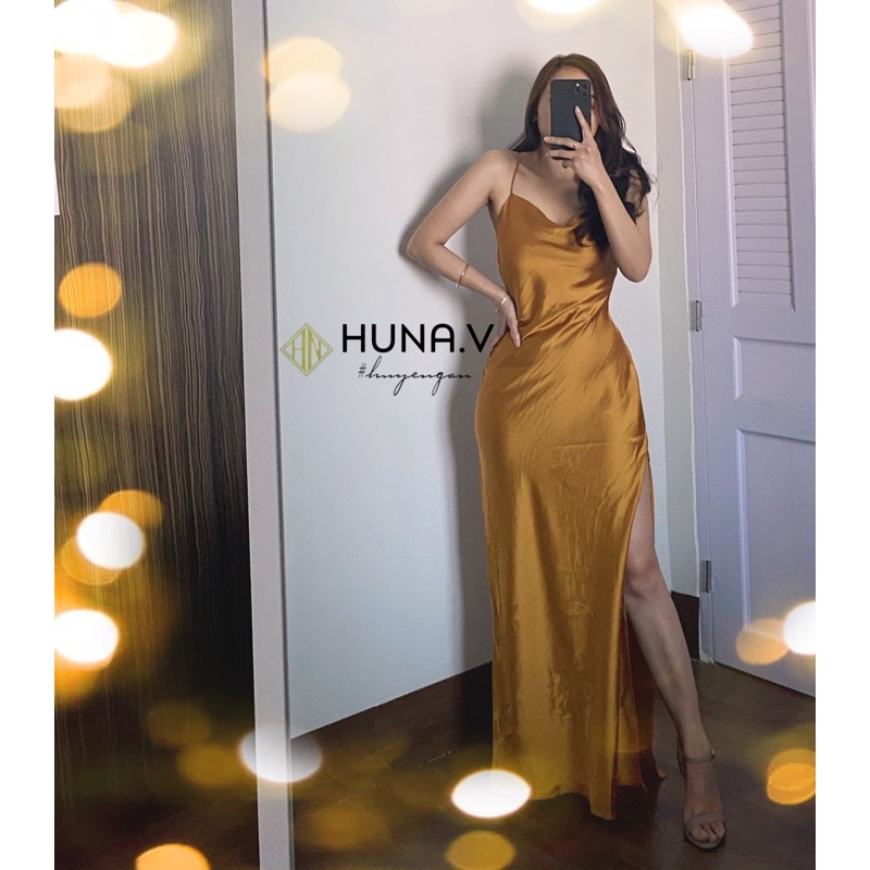 Váy Lụa cổ đổ Xẻ Tà Sexy - Lụa 100% | BigBuy360 - bigbuy360.vn