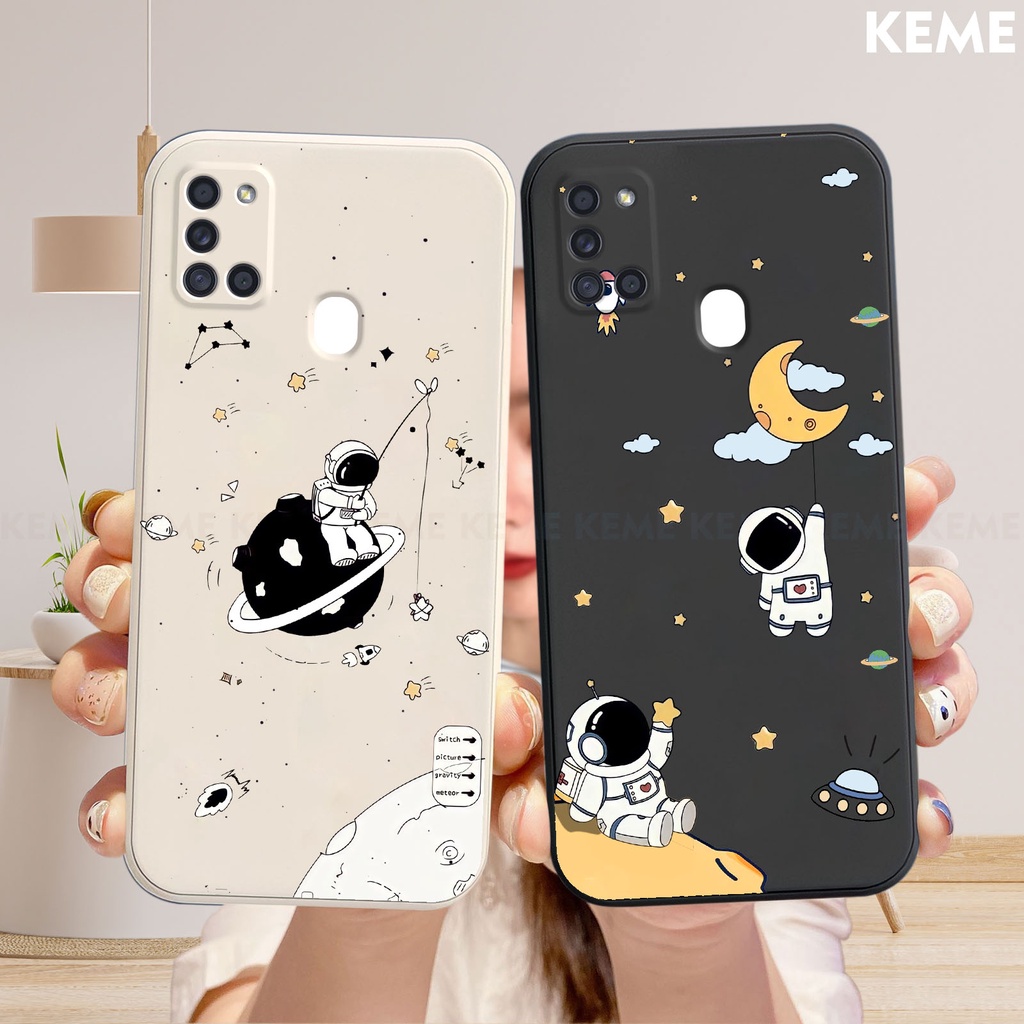 Ốp lưng Samsung A21s in hình nhà phi hành gia cute dễ thương