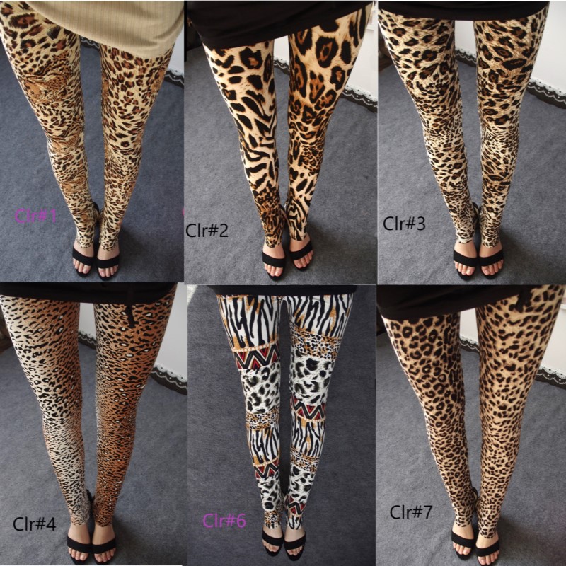 Phụ Nữ Da Báo Vải Chải Slim Legging Cao Cấp Co Giãn Legging