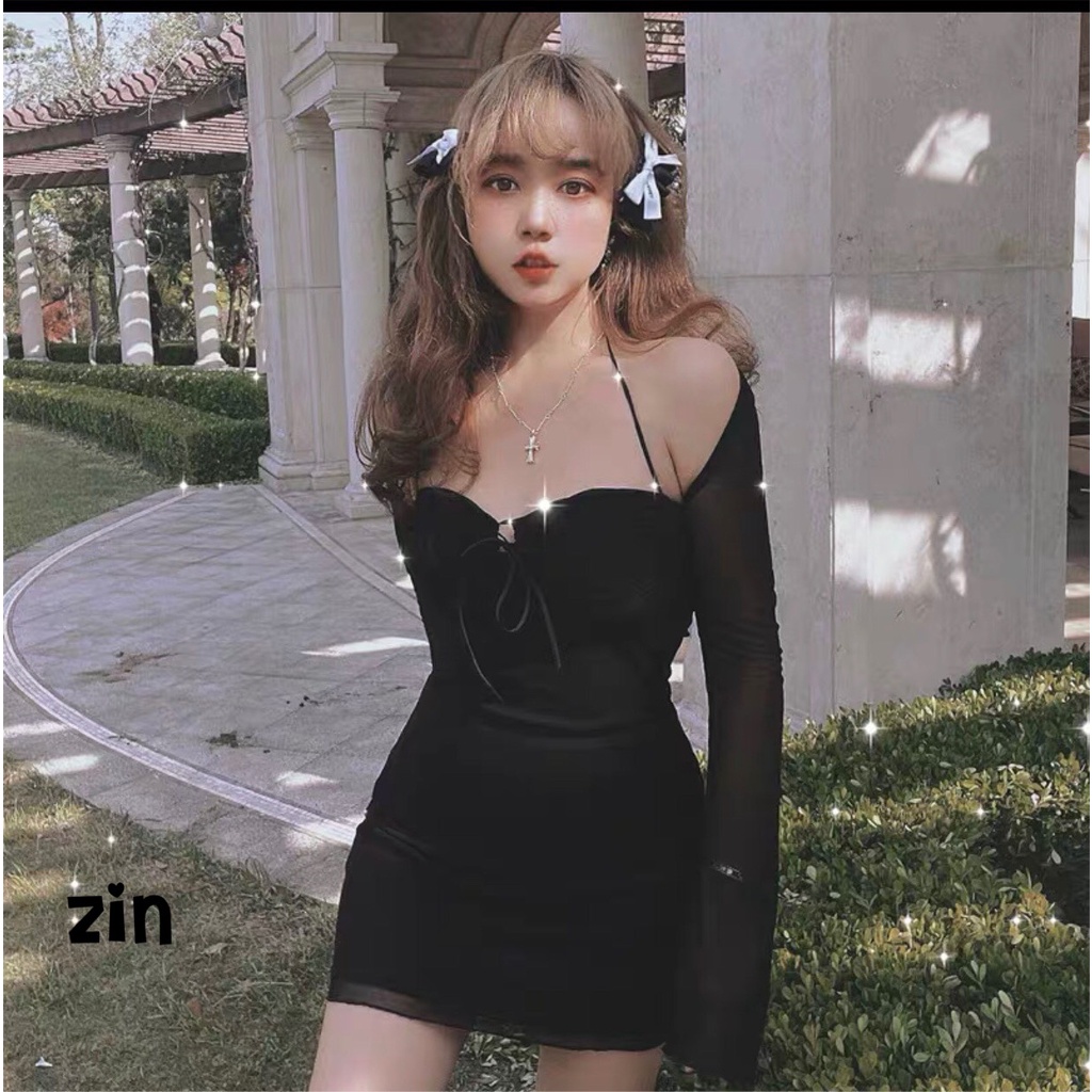 Váy lưới phối dây