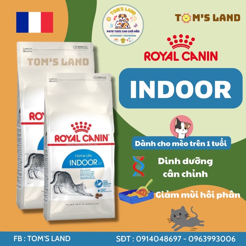 Hạt Indoor 27 Royal Canin dành cho Mèo trên 12 tháng tuổi môi trường ít vận động