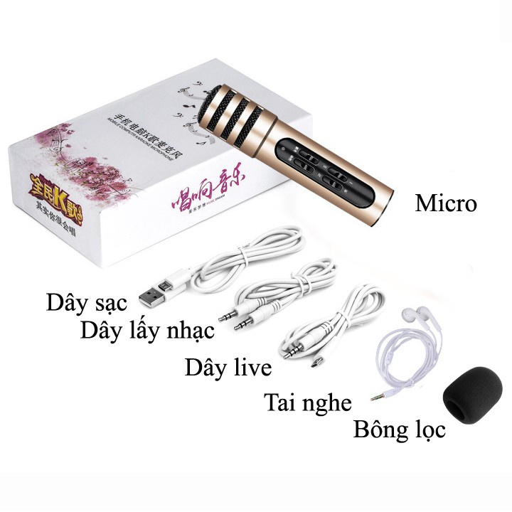 Micro karaoke kiêm sound card live stream C7 -Hàng chất lượng