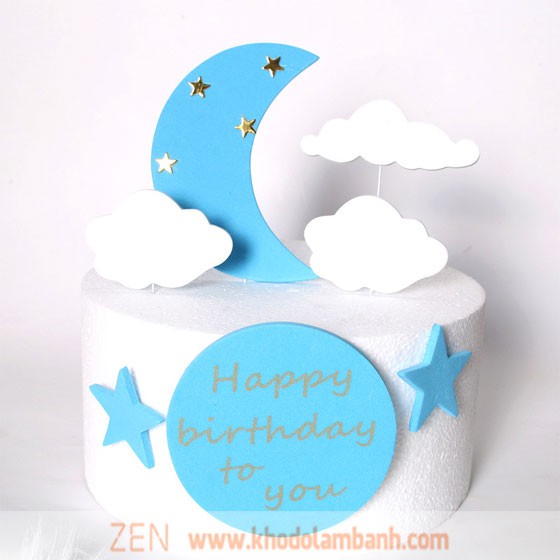 Topper bánh sinh nhật hiện đại - Mẫu trăng sao