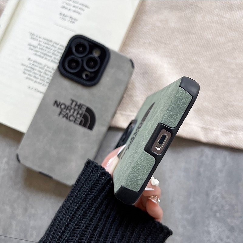 Ốp Điện Thoại Da Mềm Dáng Vuông Chống Sốc In Logo NORTH FACE Sang Trọng Cho iPhone 14 13 12 11 Pro Max 14Plus