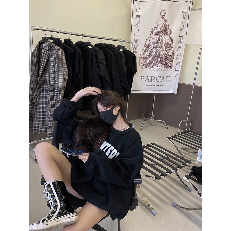 Porozi  Áo sweater nữ  dáng rộng in chữ cá tính thời trang