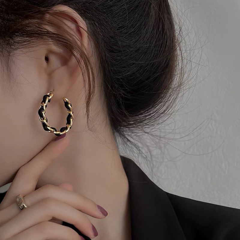 Vòng cổ Da Phối Mặt Kim Loại Hình Hoa Trà Chất Lượng Cao