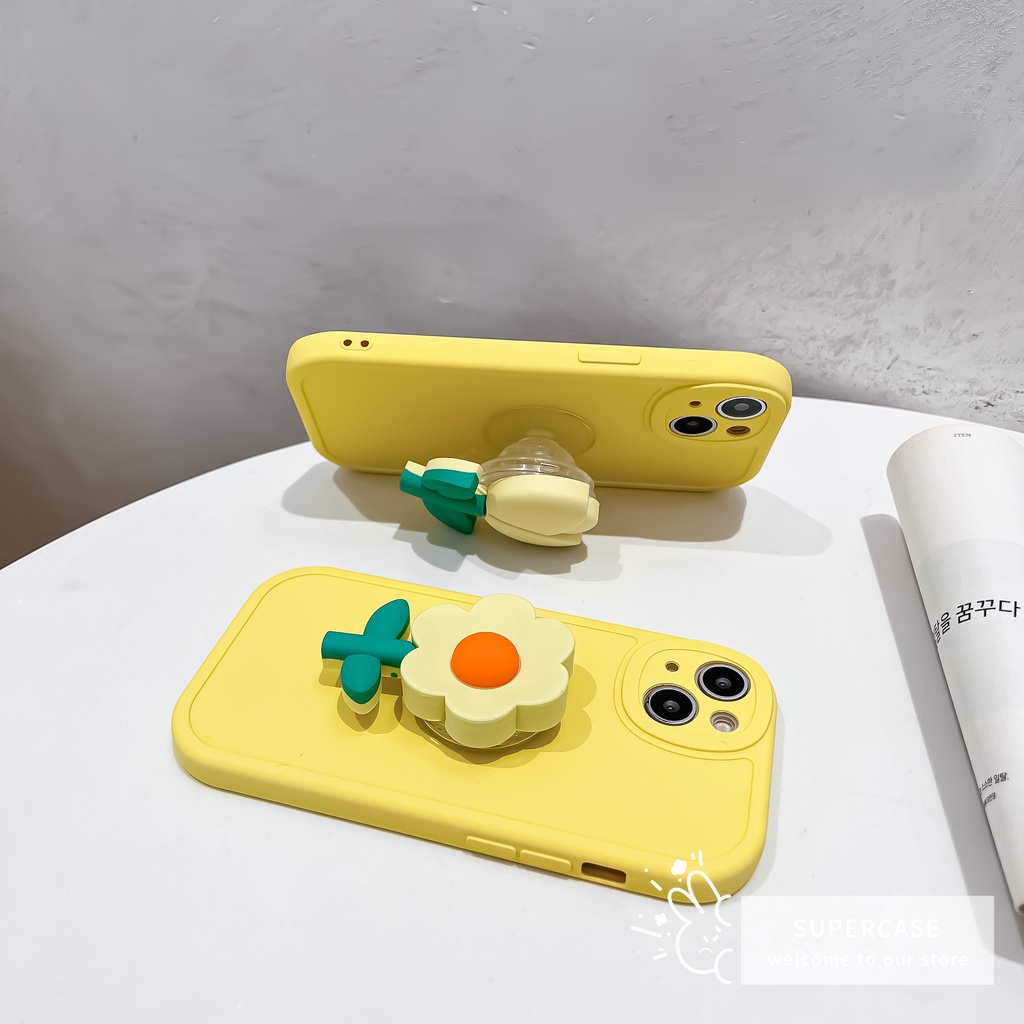 Ốp Điện Thoại TPU Dẻo Họa Tiết Hoa Tulip Kèm Giá Đỡ Cho Xiaomi Mi 12 12X 11 10T Lite Redmi K50 K40 K30 Ultra Note 10 5G 9T 8 Pro