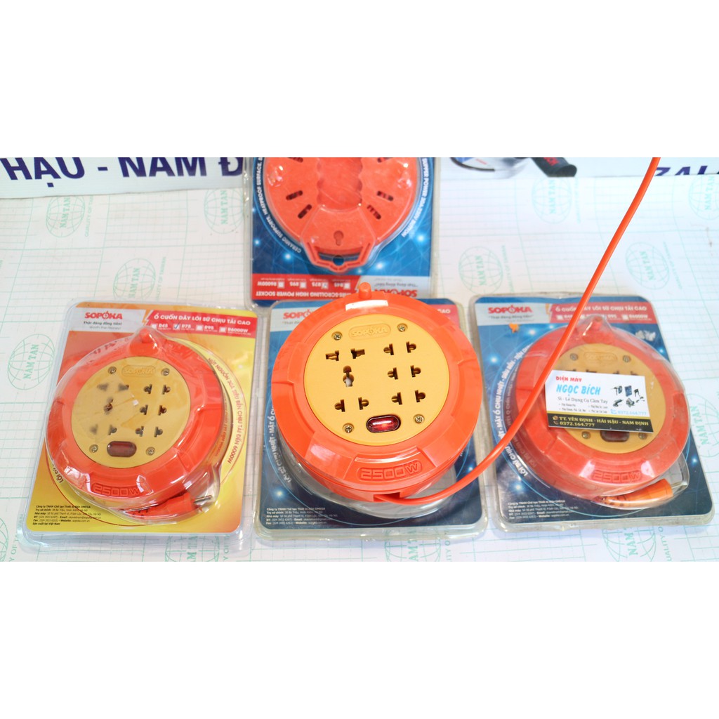 Ổ Cắm Điện Lõi sứ công suất cao ,chống cháy SOPOKA 2500w - Ổ Cắm Đa Năng Loại Quay , Cuốn Tròn