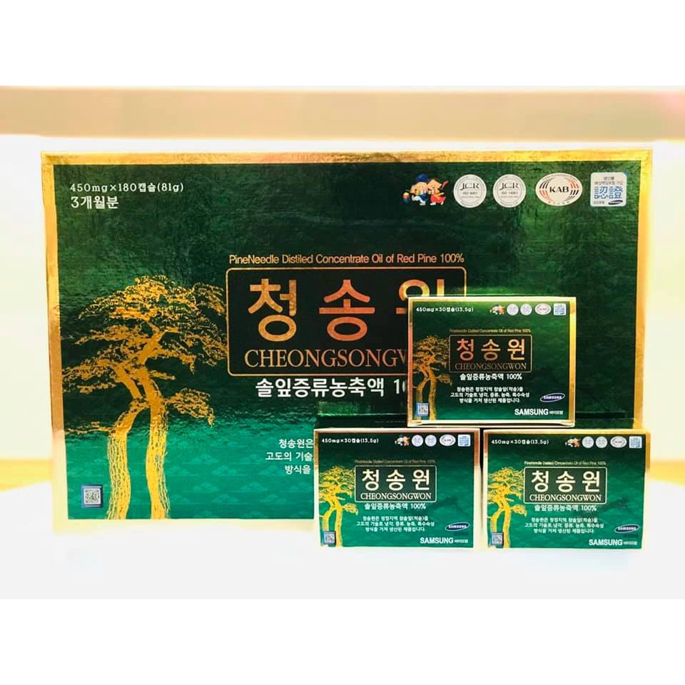Tinh Dầu Thông Đỏ Cheongsongwon Hàn Quốc Hộp Xanh 180v hoanggamkorea