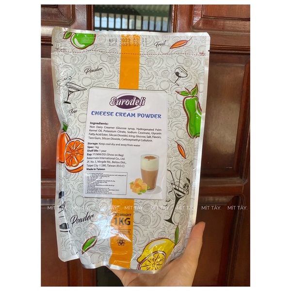 Bột Cream Cheese Eurodeli 1kg, Bột Tạo Màng Sữa Kem Cheese Kem Mặn
