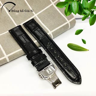 Dây đồng hồ da Tissot vân cá sấu khóa bạc 19,20,21,22mm MÀU NÂU và ĐEN