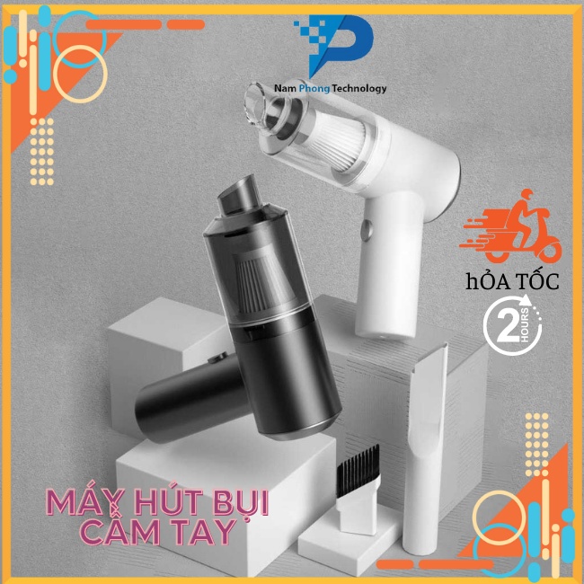 Máy Hút Bụi Cầm Tay Mini Không Dây DHA, Máy Hút Bụi Xe ô tô, Giường Nệm, Lông Chó Mèo Siêu Tện Lợi - NAMPHONG TECHNOLOGY