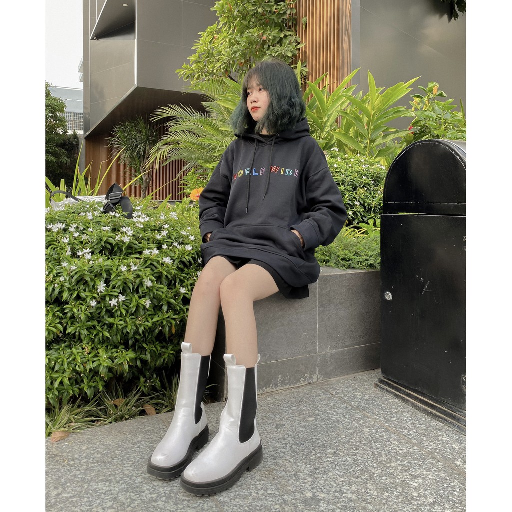 Áo khoác nỉ form rộng WORLDWIDE ulzzang (Ảnh Thật) | BigBuy360 - bigbuy360.vn