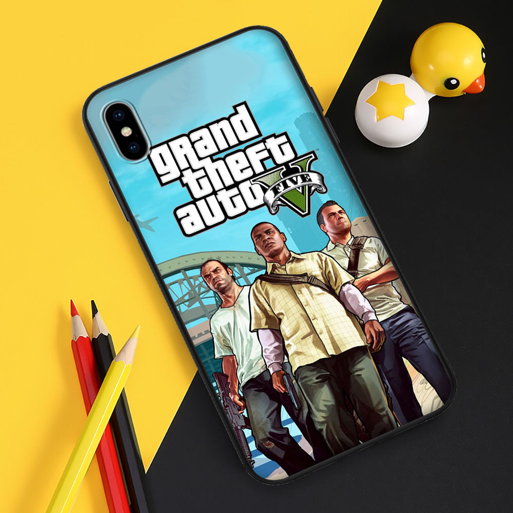 Ốp Điện Thoại Silicon Dẻo Màu Đen In Hình Game Gta 5 Grand Theft N52 Cho Iphone 12 Mini 11 Pro Xs Max Xr X Xs